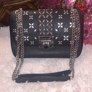 Michael Kors black and silver crossbody handbag